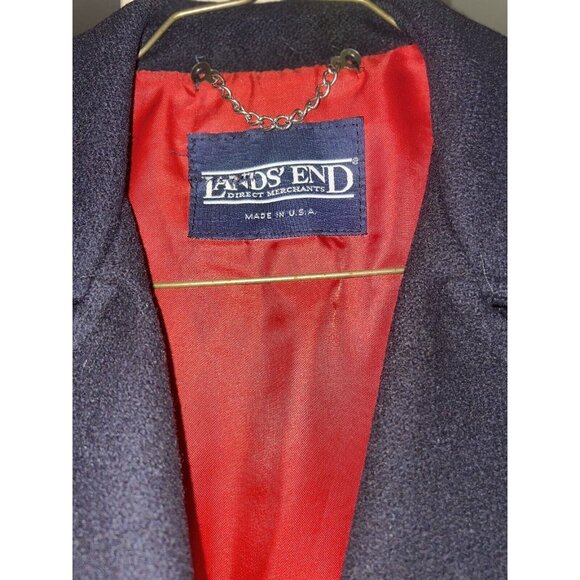 Vintage Lands End Navy Wool Peacoat 10 Naval Anchor Preppy Nautical Rare Coat - Picture 2 of 5